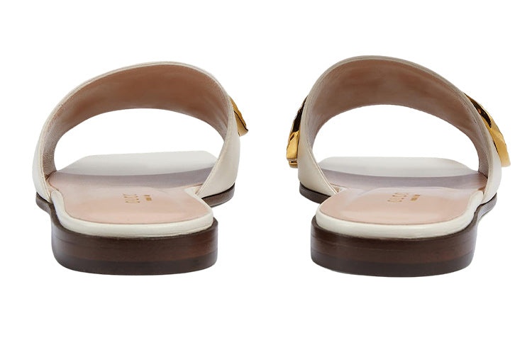 (WMNS) Gucci Cara Grained leather slip-on Sandal 'Off-White' 694858-C9D00-9022 - 4