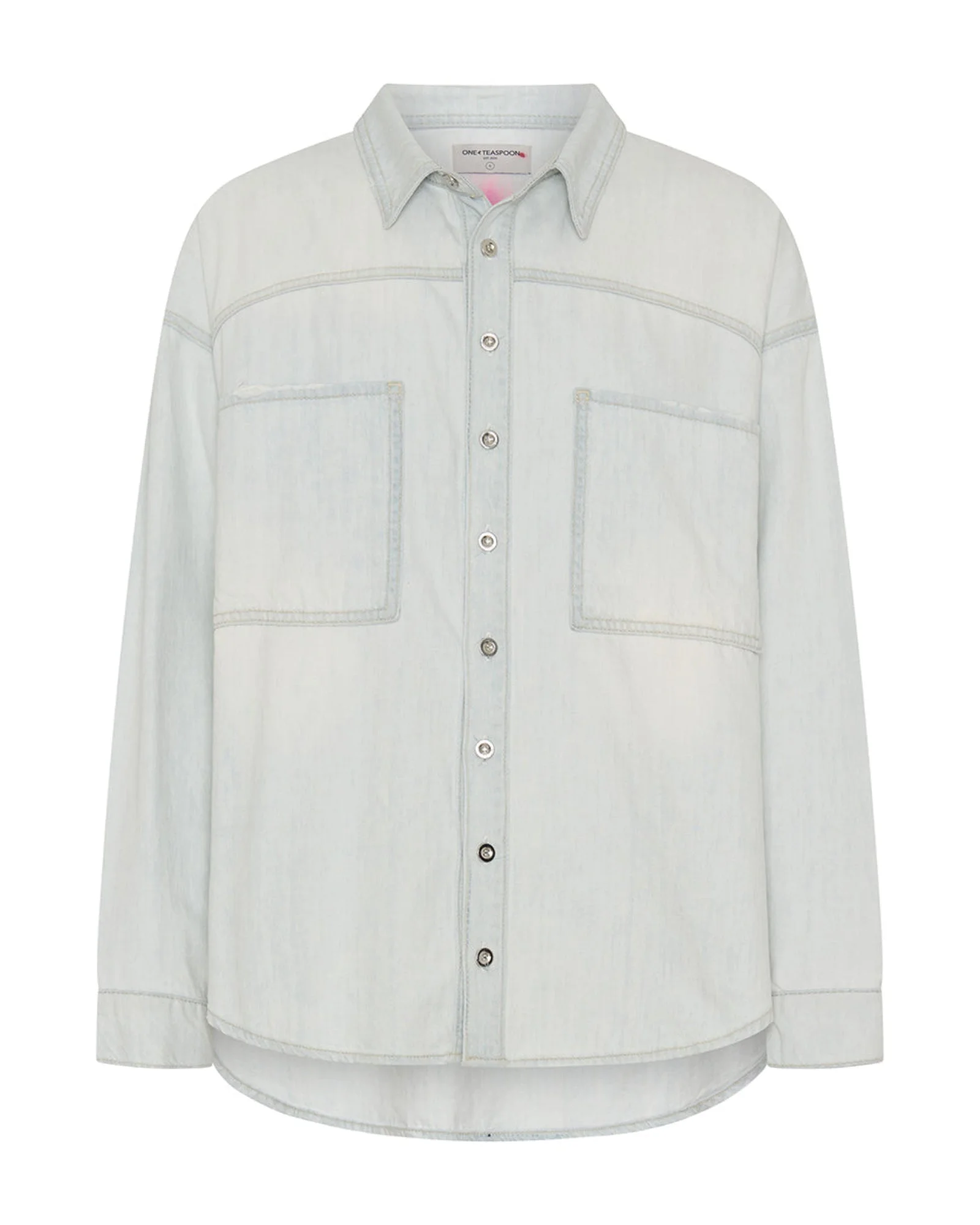 Daria Hand-Sprayed Denim Shacket - Bel Air Blue - 1