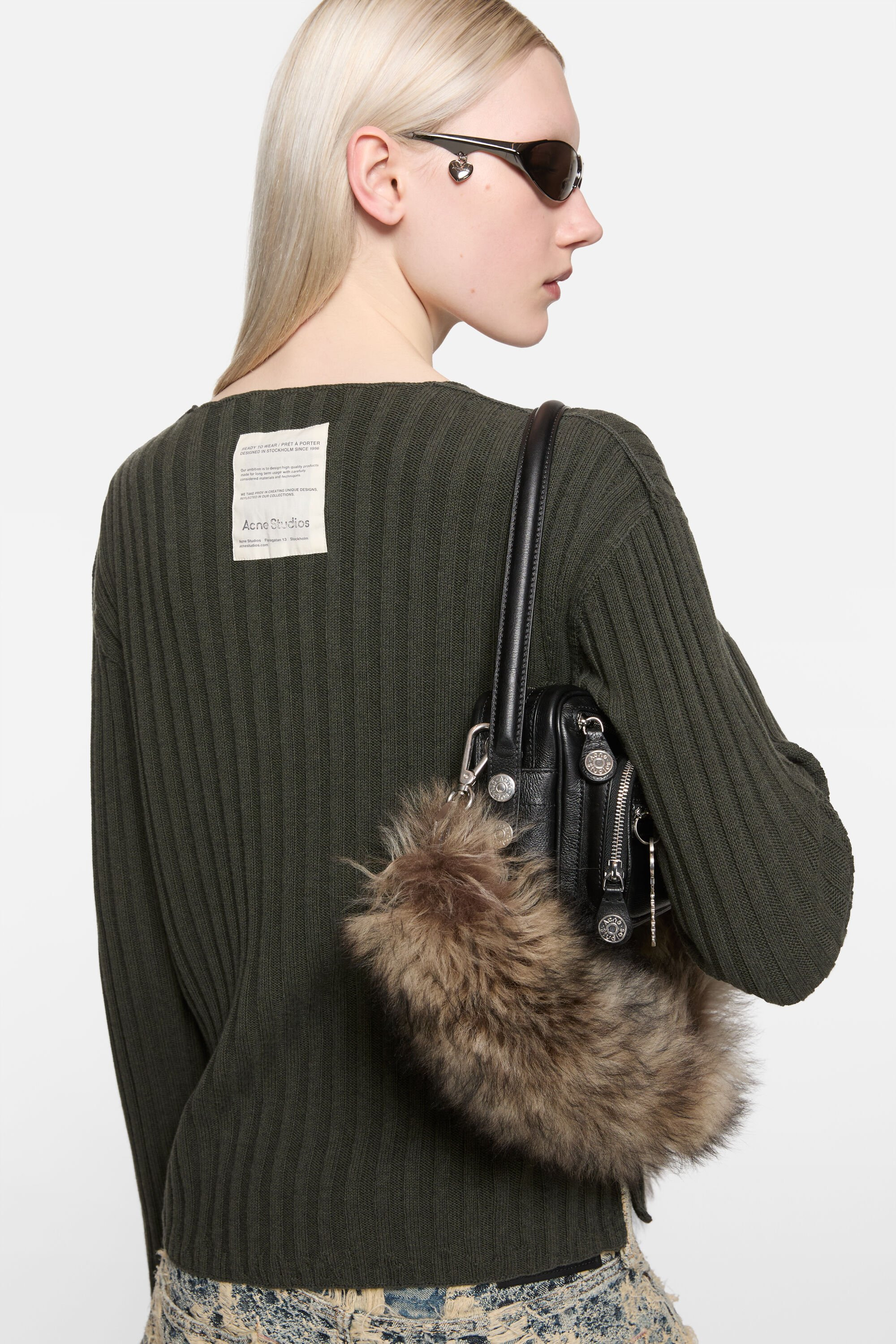 Ribbed crewneck knit - Vintage green - 4