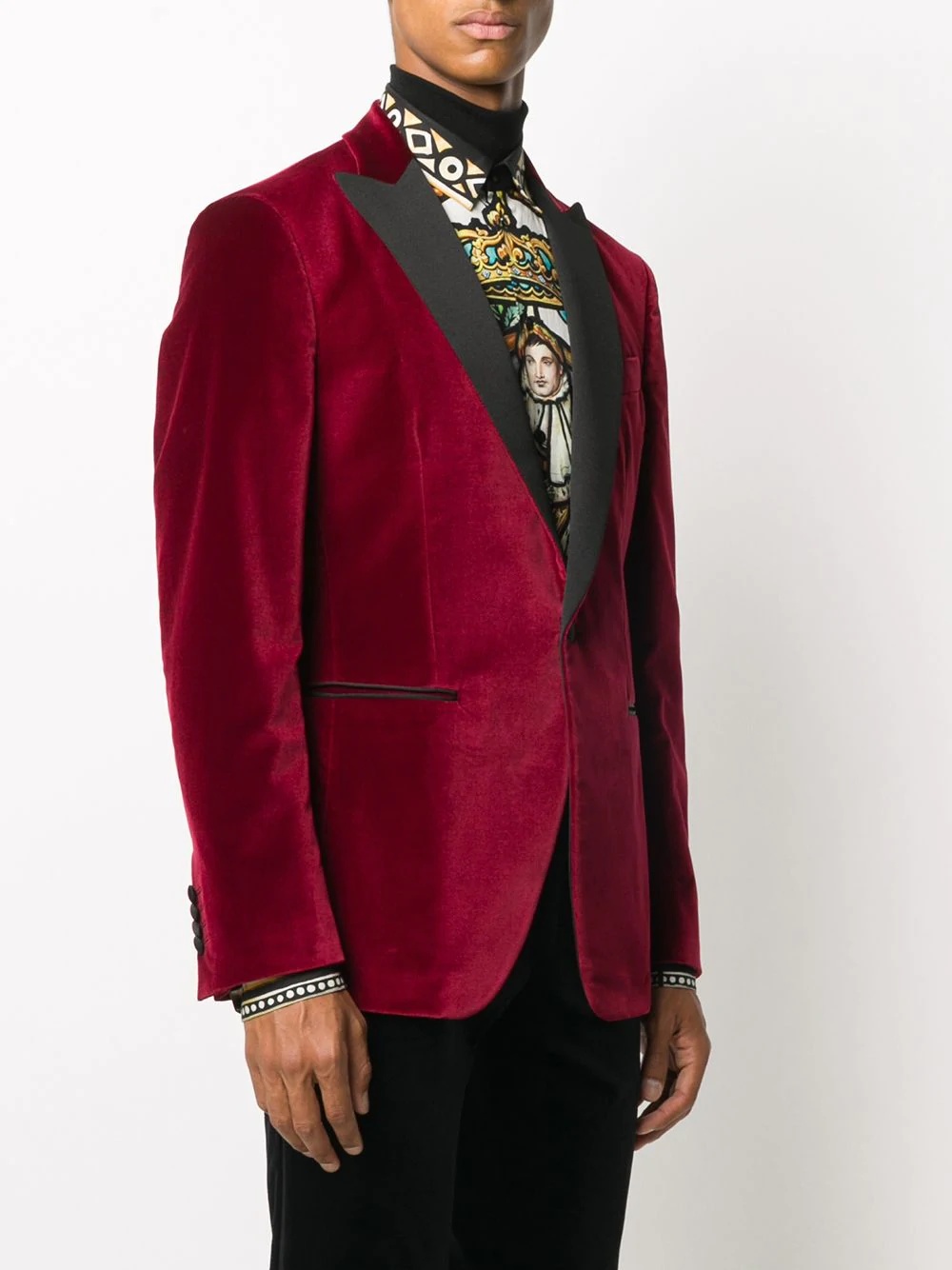 velvet contrast-lapel blazer - 3