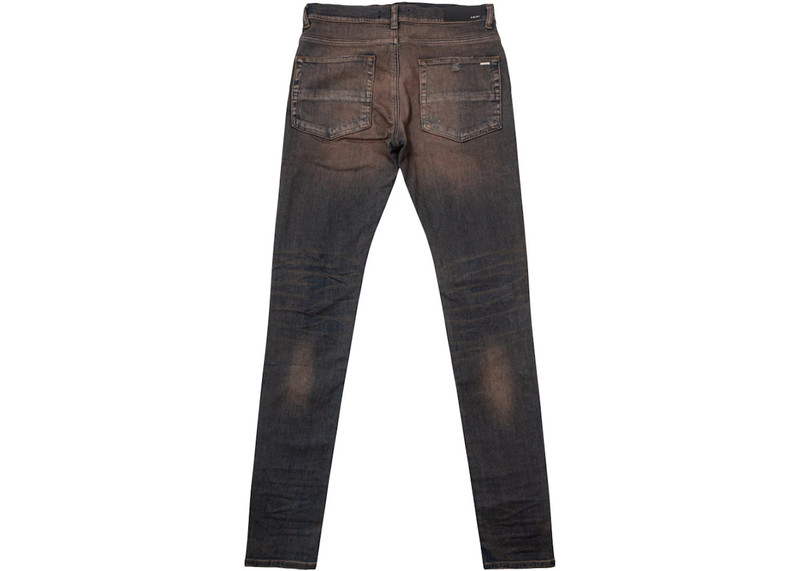 AMIRI AMIRI MX1 Plaid Distressed Skinny Fit Jeans Dark Indigo outlook
