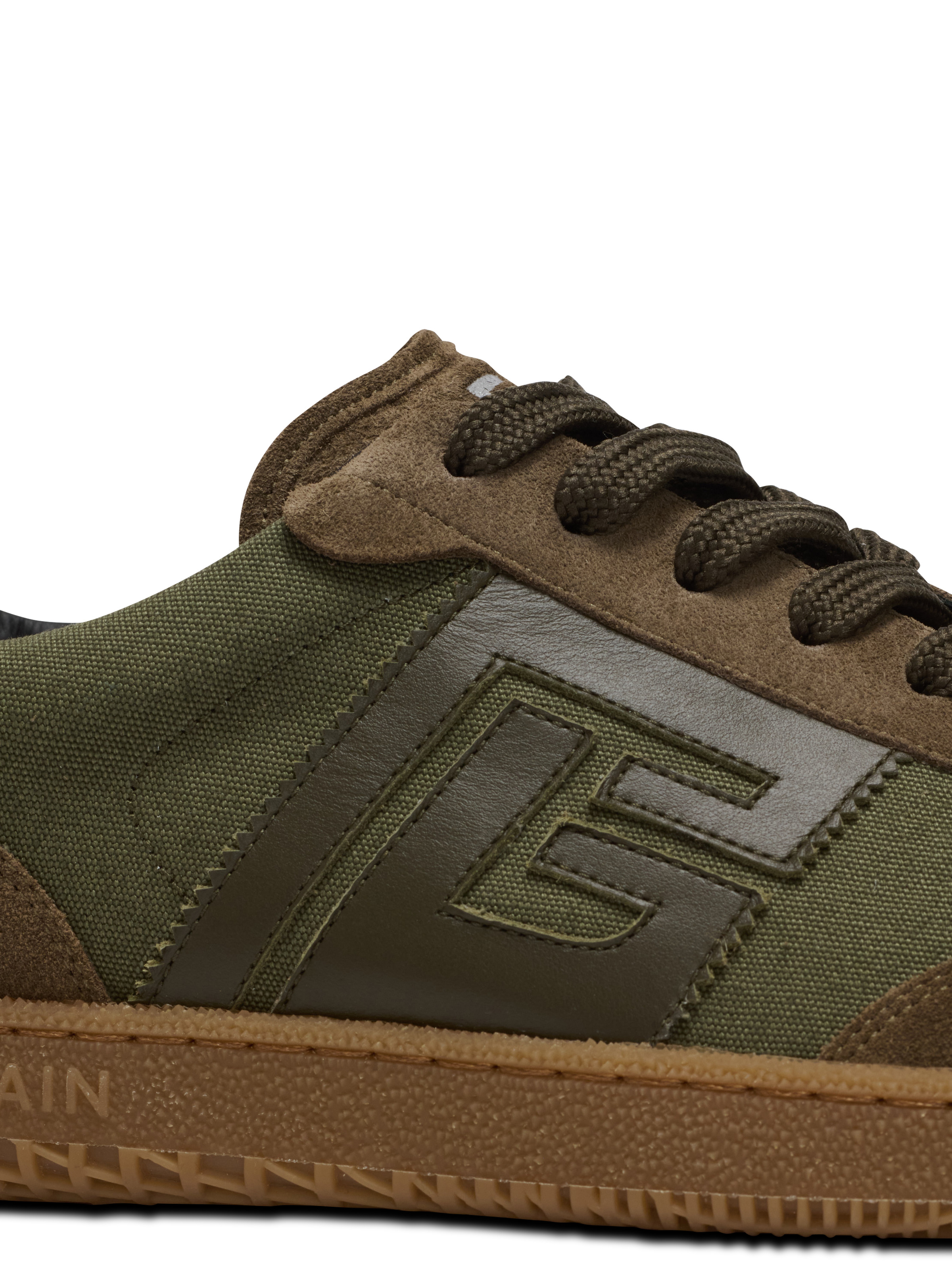 Leather and canvas Balmain Swan trainers - 8