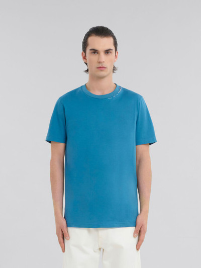 Marni BLUE COTTON T-SHIRT WITH BACK FLOWER PRINT outlook
