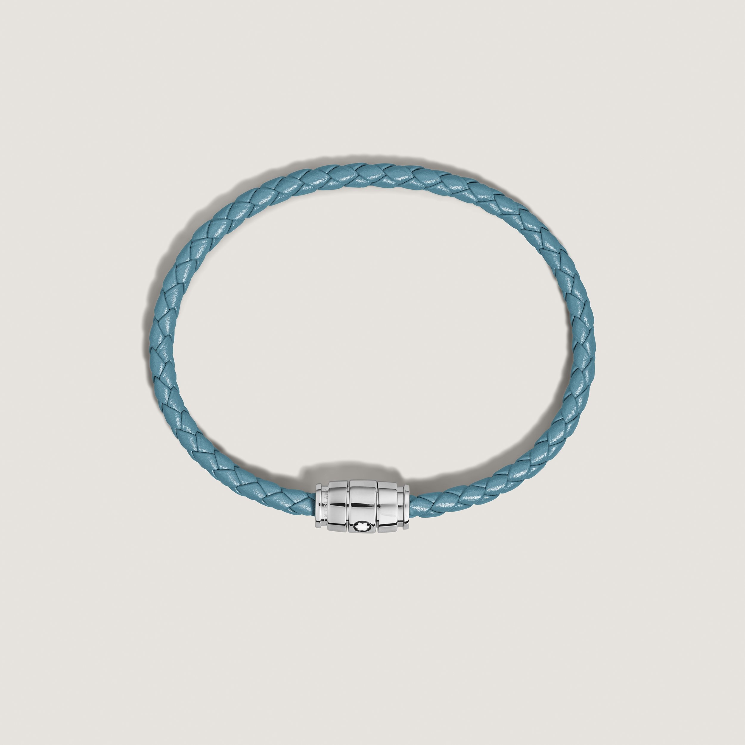 Bracelet Steel 3 Rings Meisterstück Collection in Smoky Blue Leather - 4
