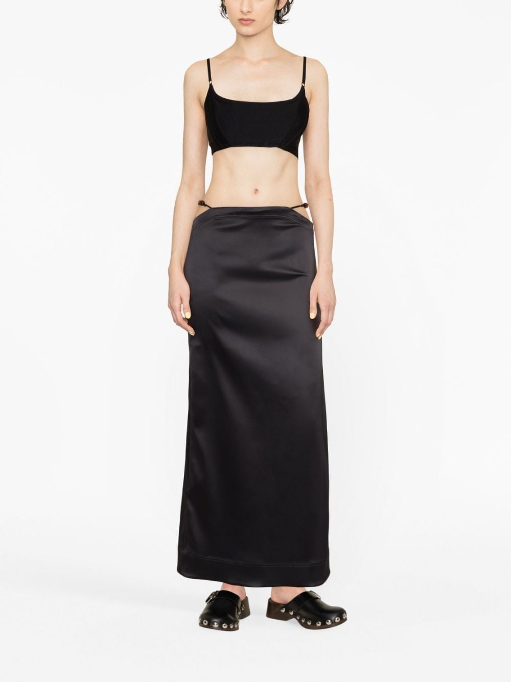 bead-detailing satin maxi skirt - 2