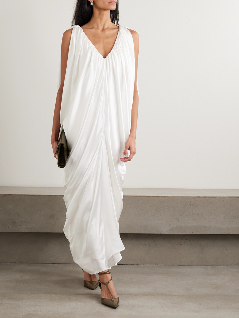 ABADIA Draped Gathered Silk-satin Gown outlook