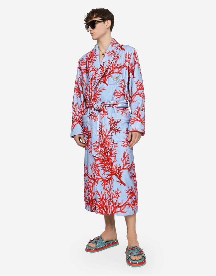 Coral-print cotton bathrobe - 6