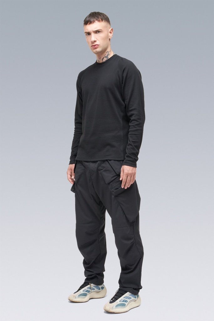S27-PR Cotton Rib Longsleeve Shirt Black, Size: Medium - 7