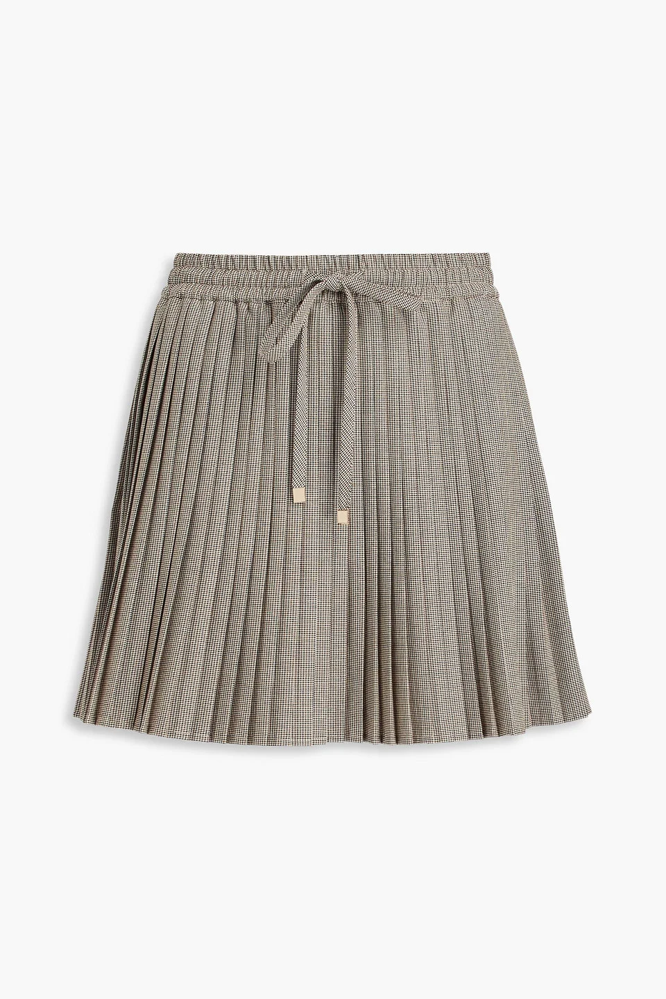 Pleated houndstooth tweed mini skirt - 1
