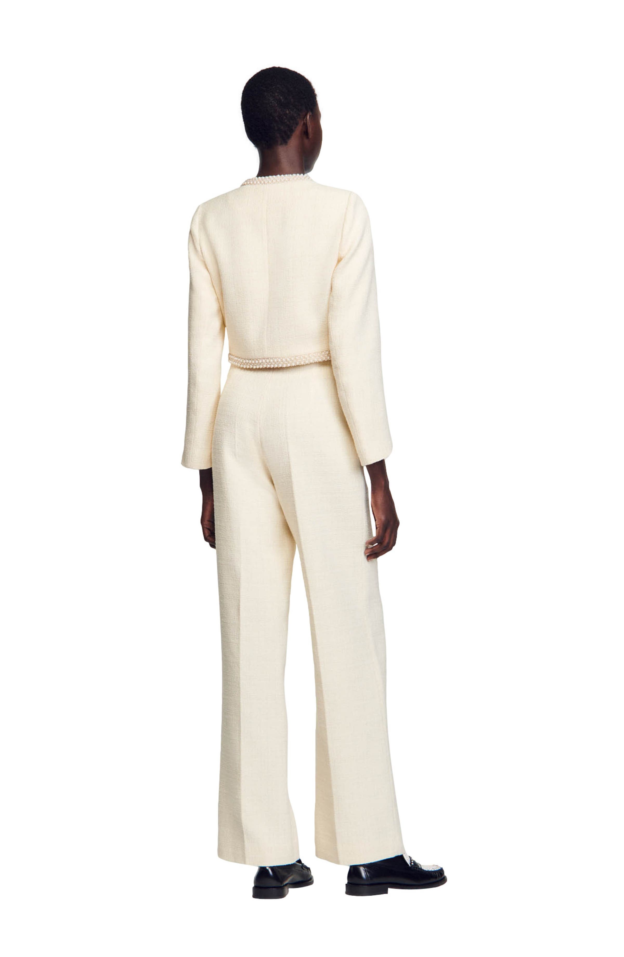 SANDRO Cropped tweed jacket in Ecru at Nordstrom - 2