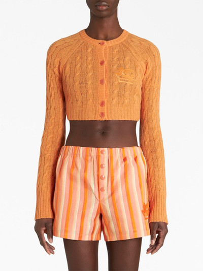 Etro cable-knit cropped cardigan outlook