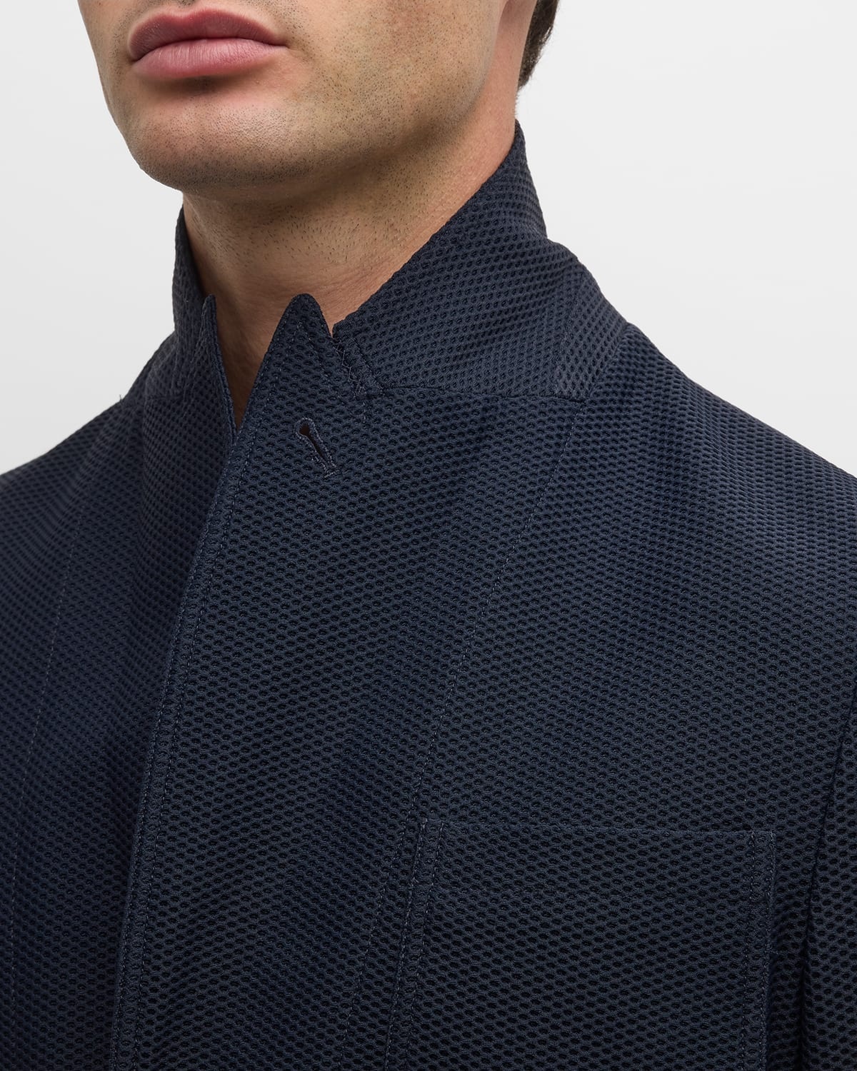 Men's Single-Breasted Rice Stitch Sport Coat - 7