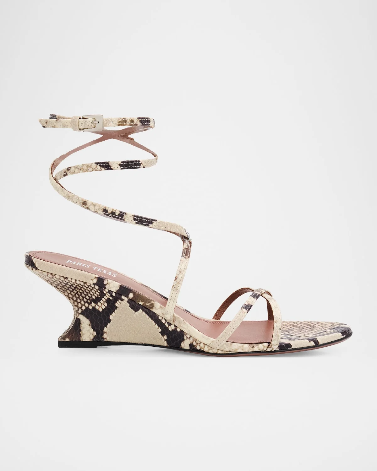 75mm Nina Snake-Printed Leather Lace-Up Sandals - 1