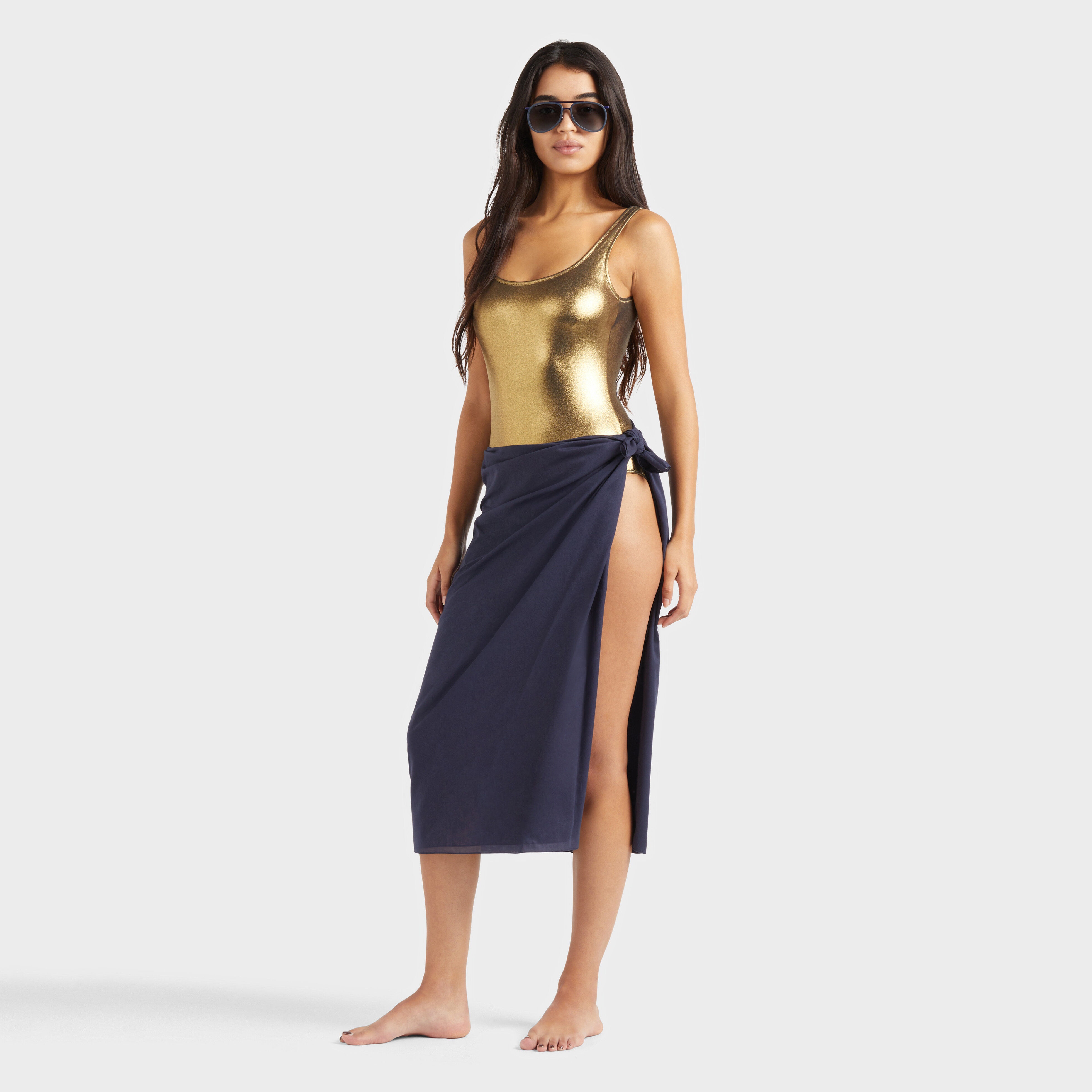 Women Tank One-piece Swimsuit Metalic - 5