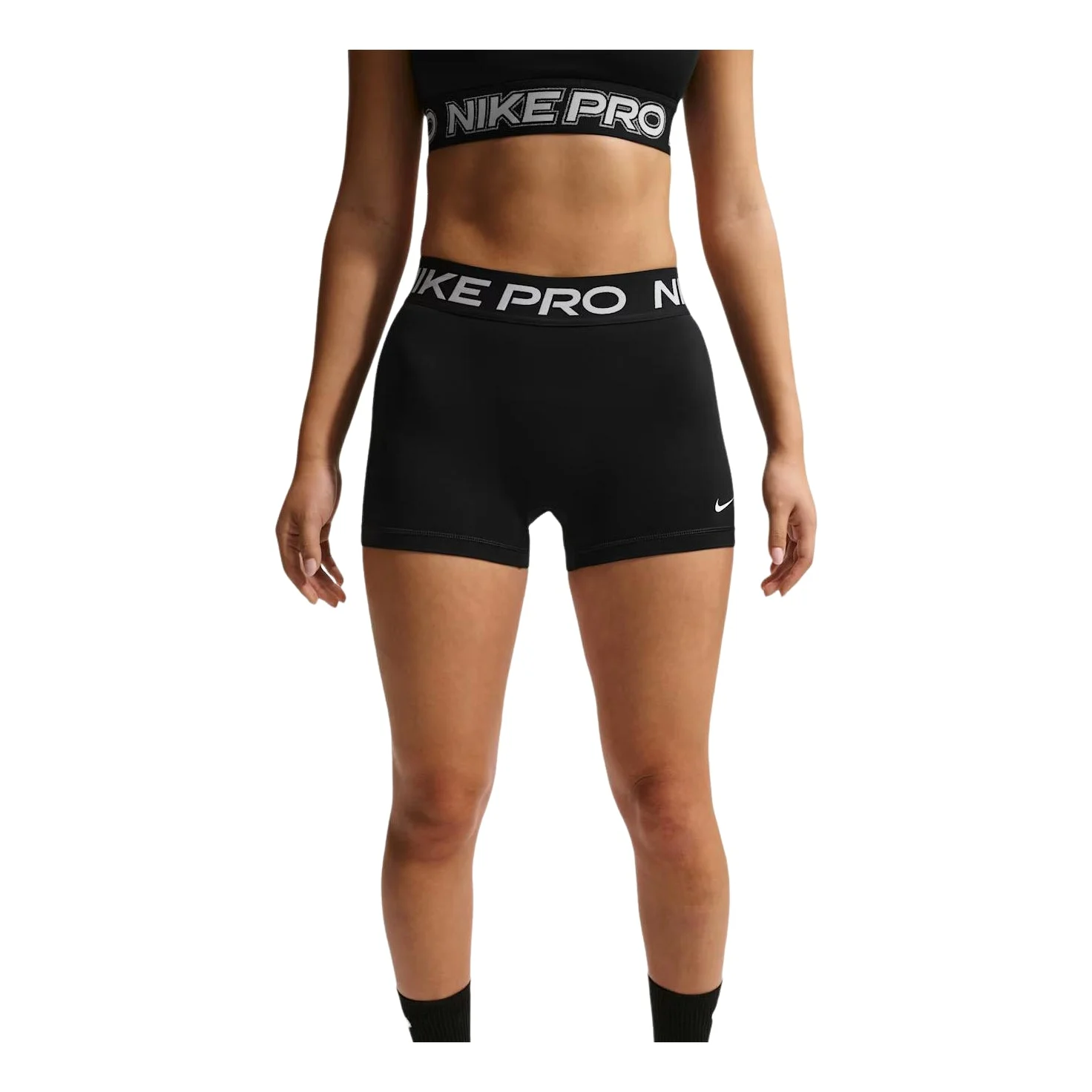 (WMNS) Nike Pro Mid-Rise 7.5cm (approx.) Biker Shorts 'Black White' IQ1037-010 - 1