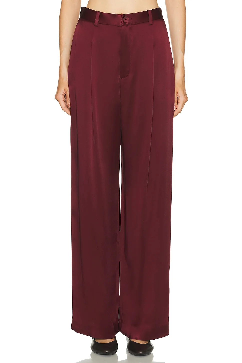 Satin Relaxed Pleat Pant - 1