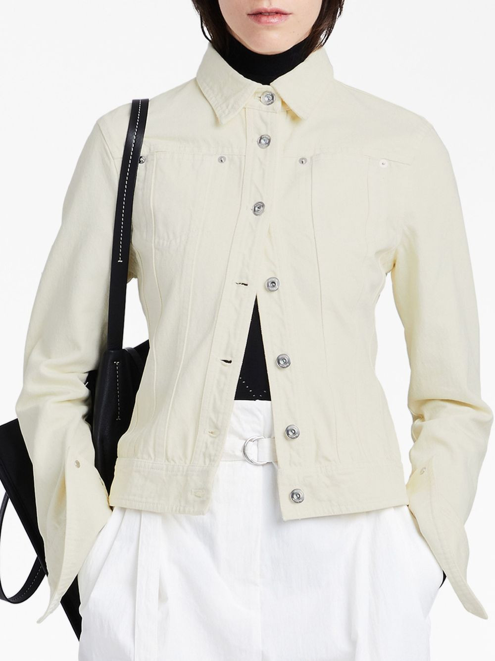 buttoned panelled denim jacket - 5