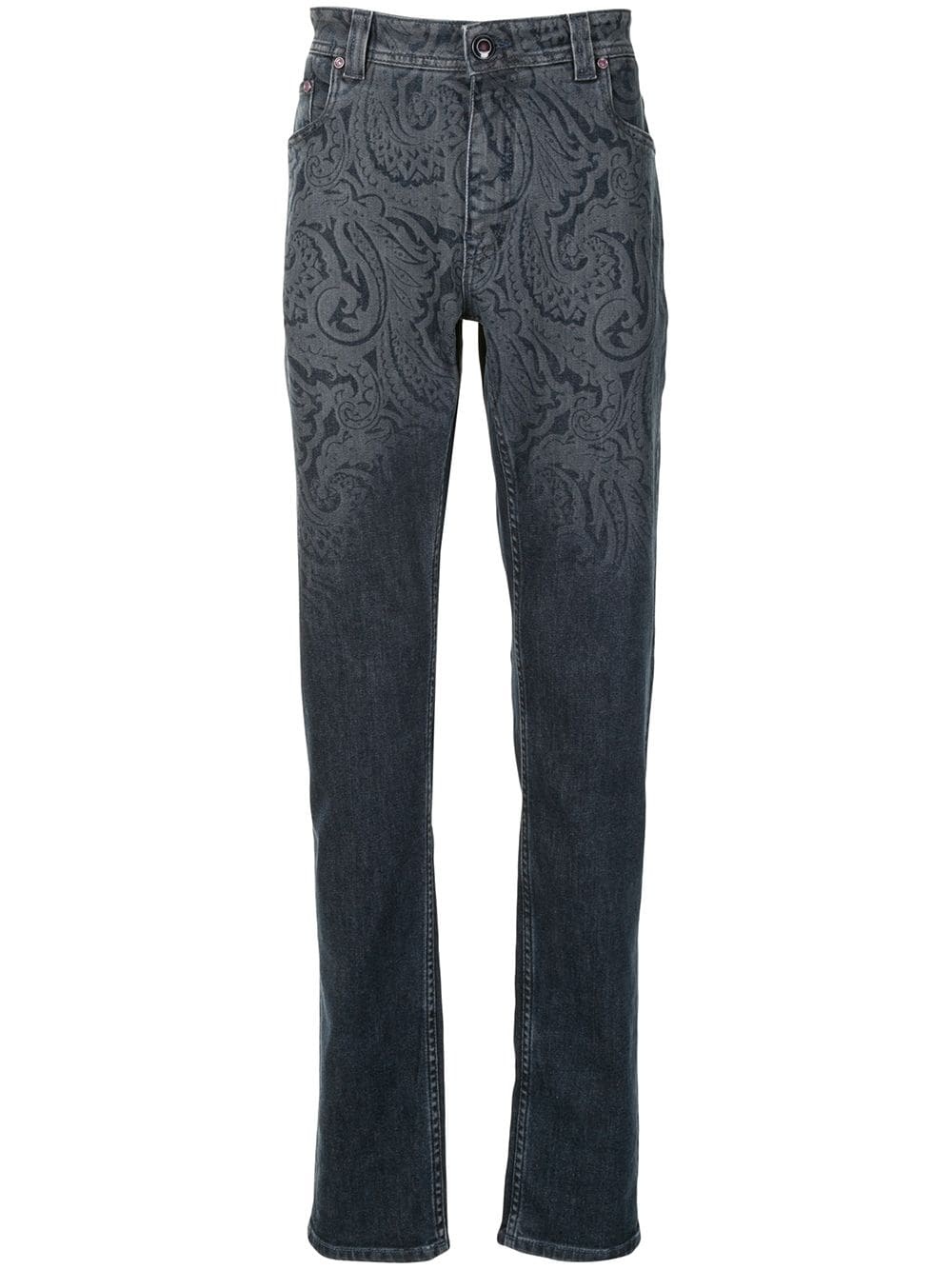 paisley print mid-rise straight leg jeans - 1