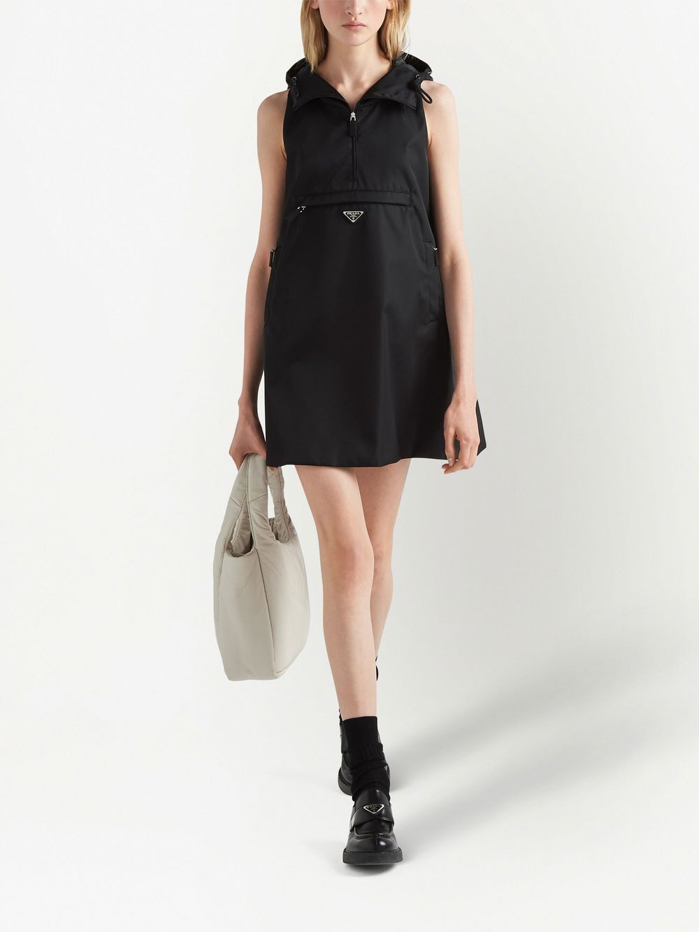 triangle logo hooded minidress - 2