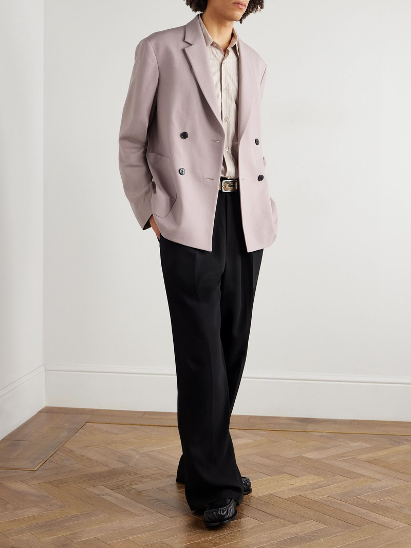 Dries Van Noten Double-Breasted Wool-Twill Blazer Pink outlook