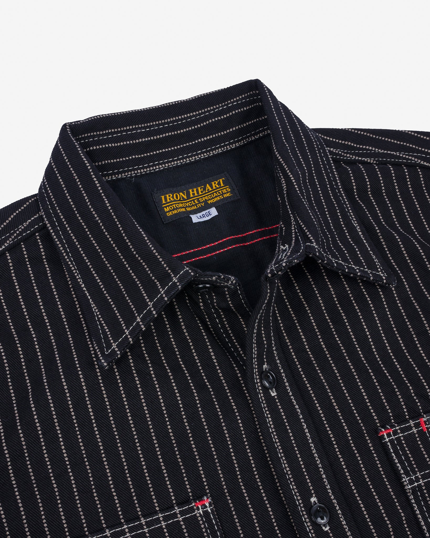 IHSH-266-BLK 12oz Wabash Work Shirt - Black with Black Buttons - 7