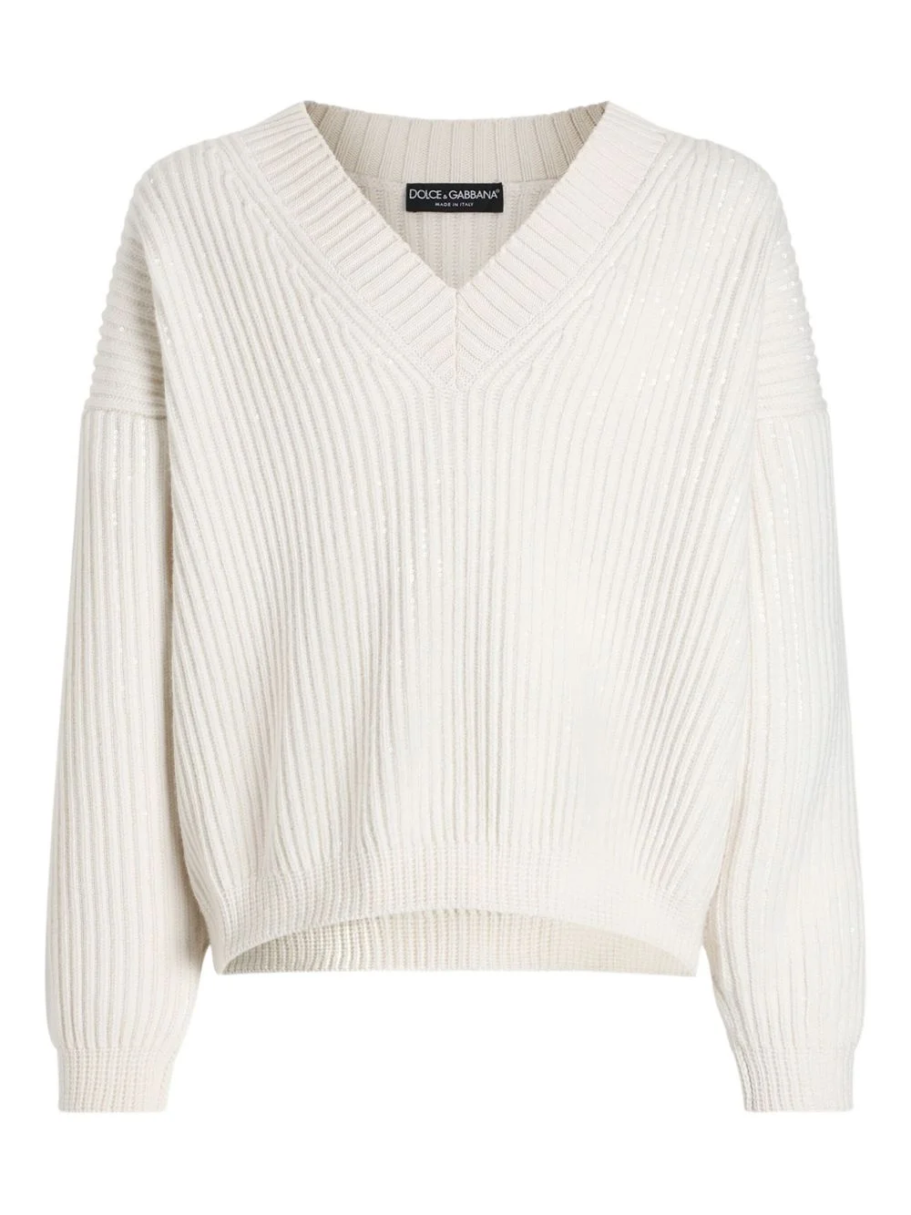 V-neck ribbed sweater - 1