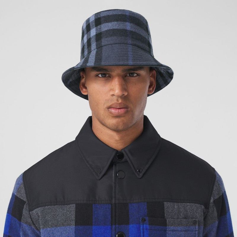 Check Wool Cashmere Bucket Hat 3