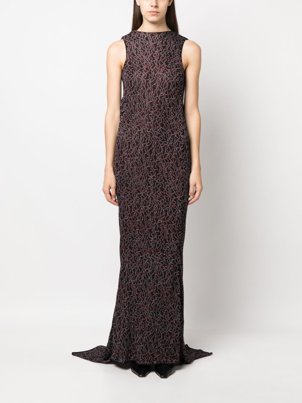 draped-detailing floor-length dress - 3