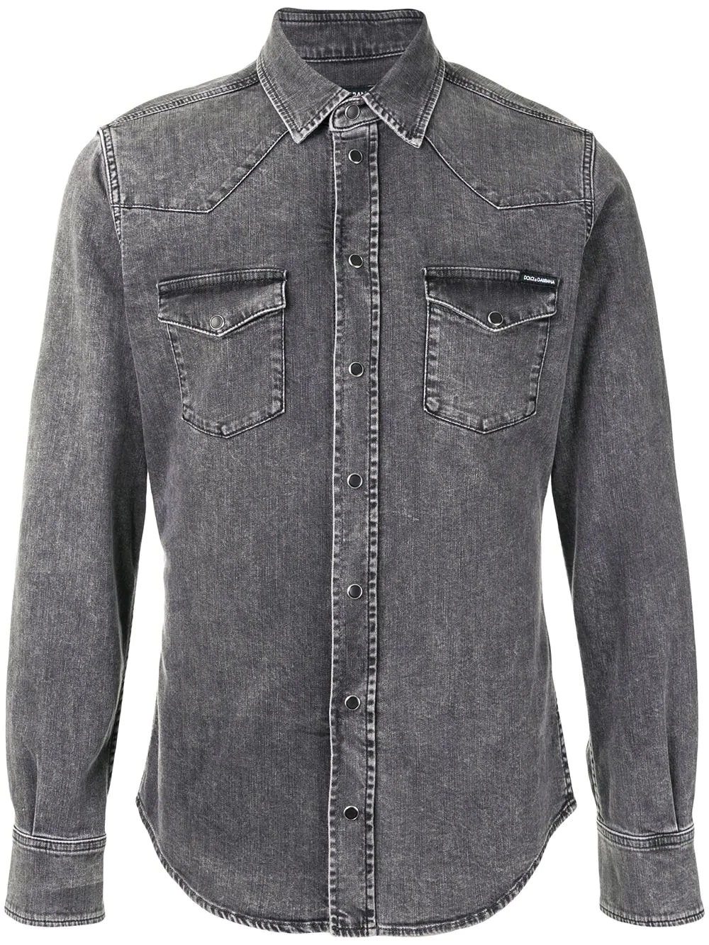 snap-button denim shirt - 1