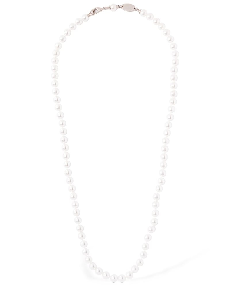 Faux pearl long chain necklace - 1