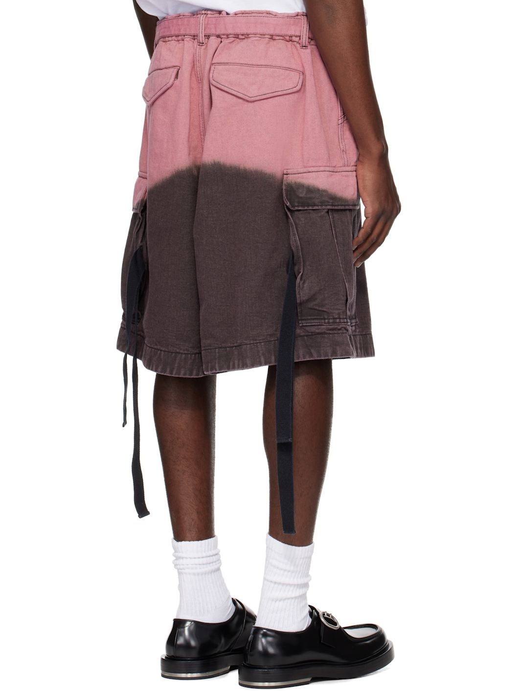 Gray & Pink Garment-Dyed Denim Cargo Shorts - 3