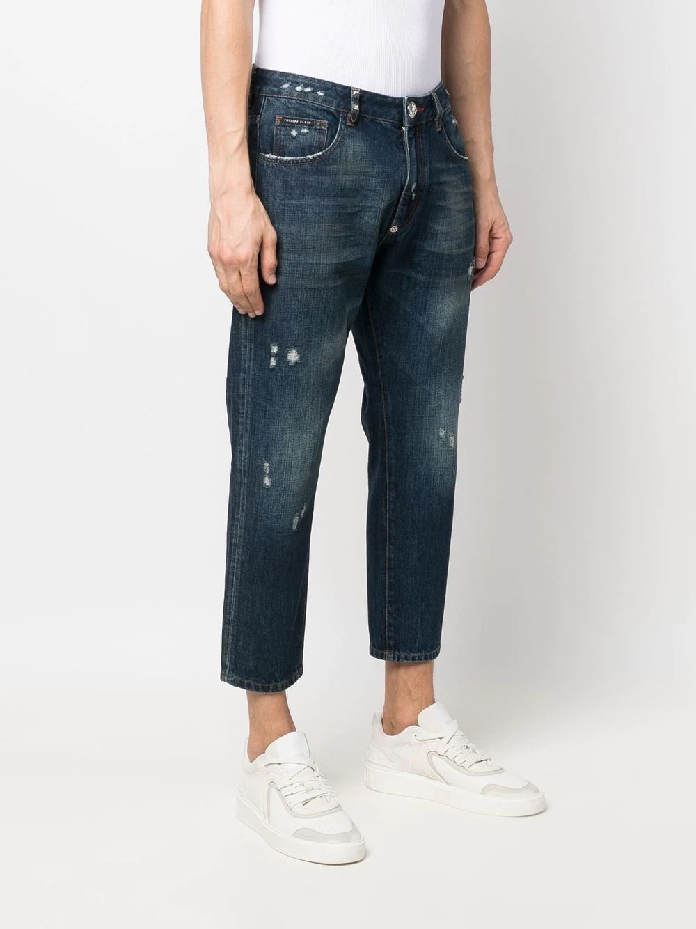 distressed-effect cropped jeans - 3