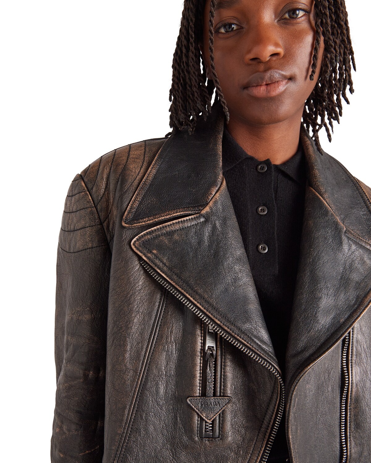 Leather biker jacket - 3