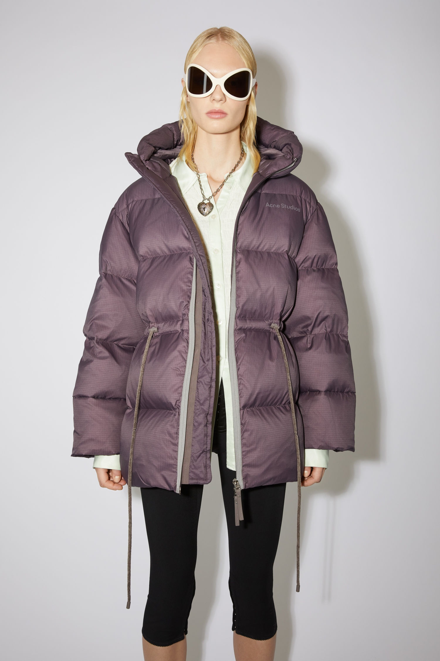 Hooded puffer coat - Mauve purple - 5