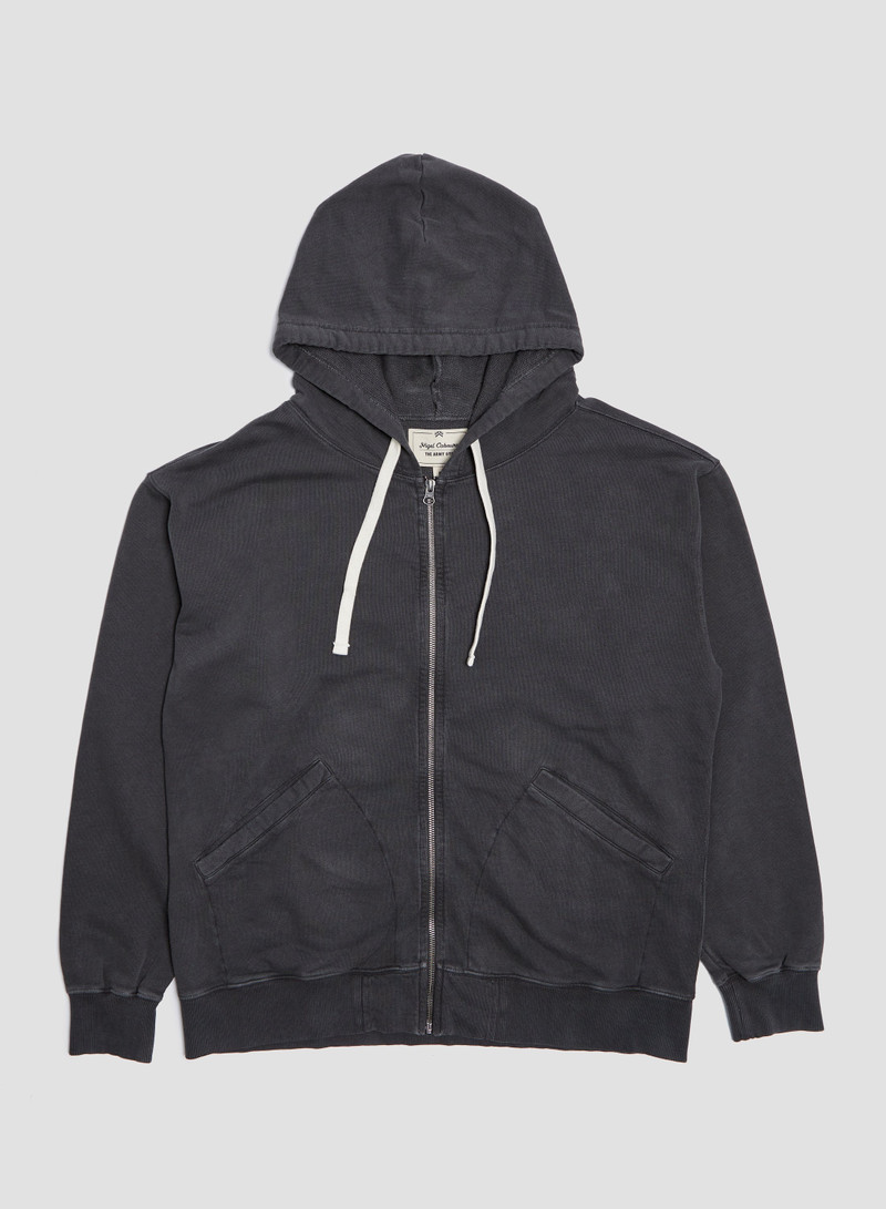 Nigel Cabourn Embroidered Arrow Zip Hoodie in Black outlook