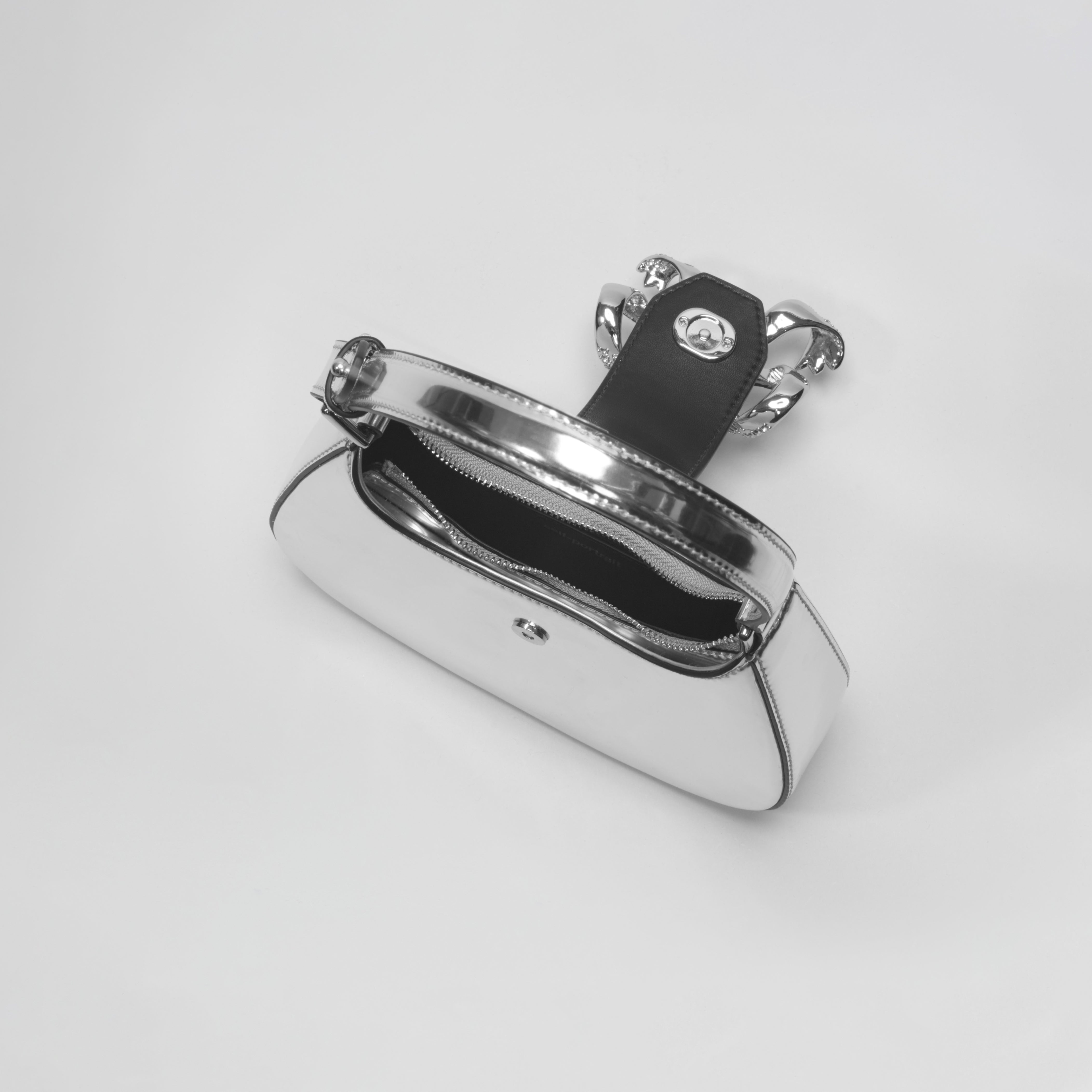 Silver Metallic Crescent Bow Mini Bag - 4