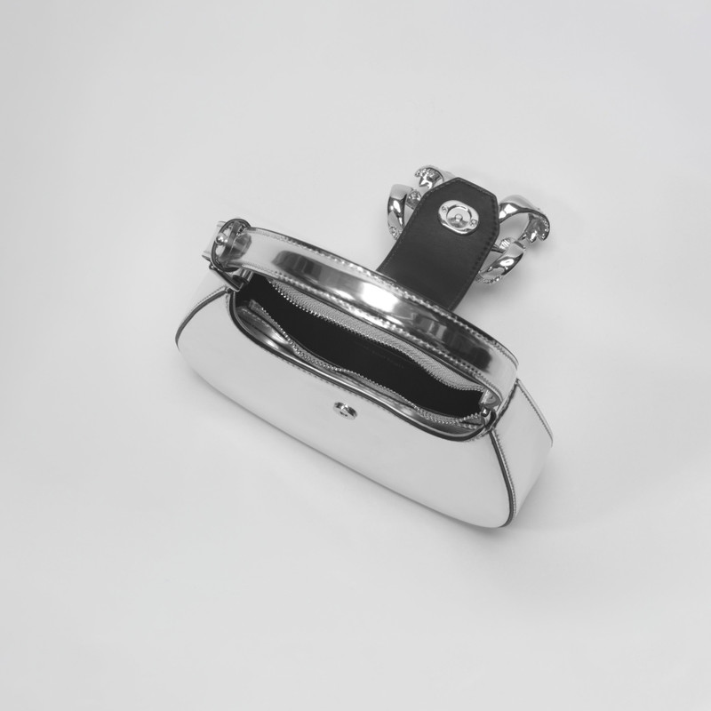 Silver Metallic Crescent Bow Mini Bag 4