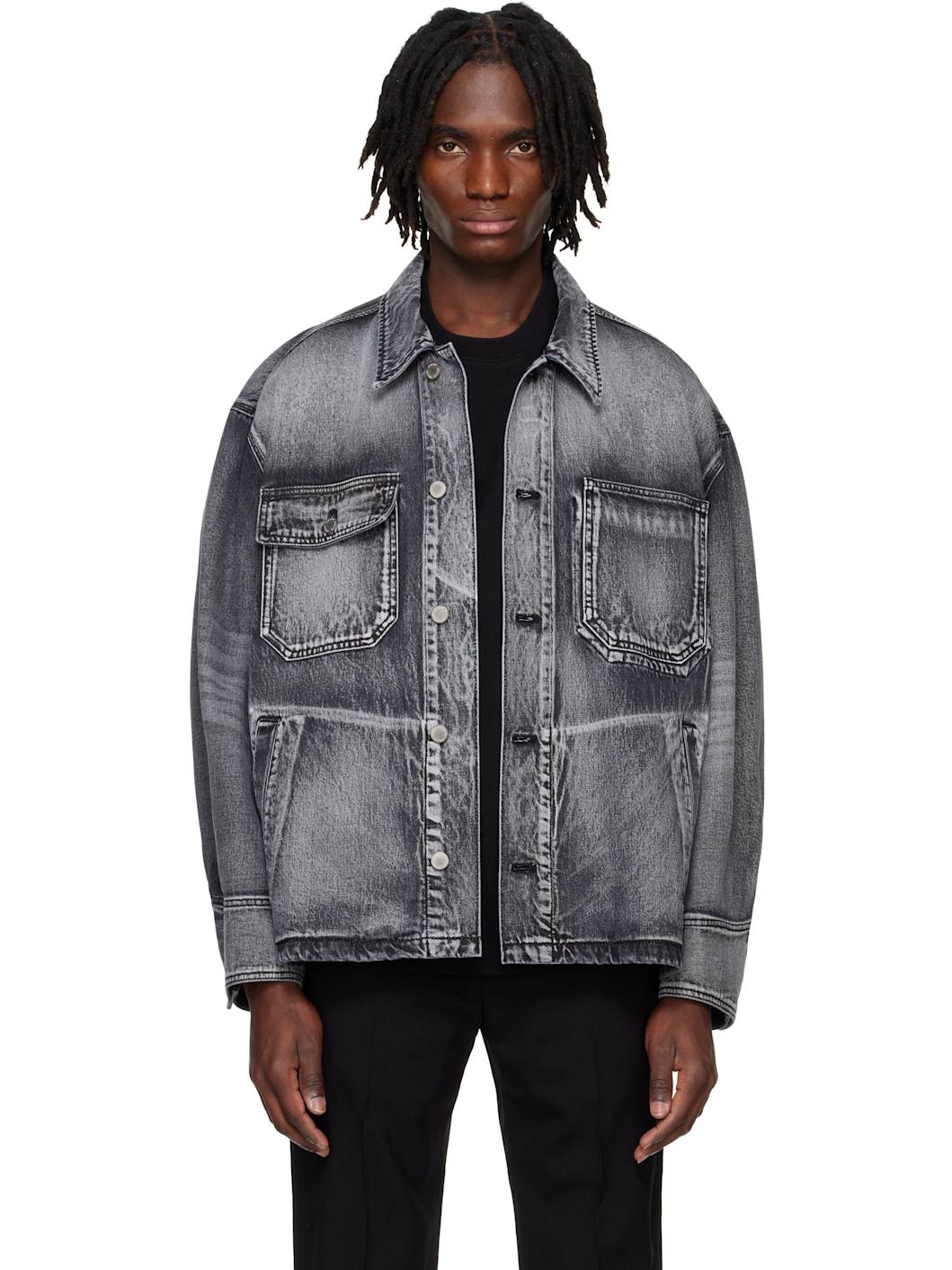 Gray Work Denim Jacket - 1