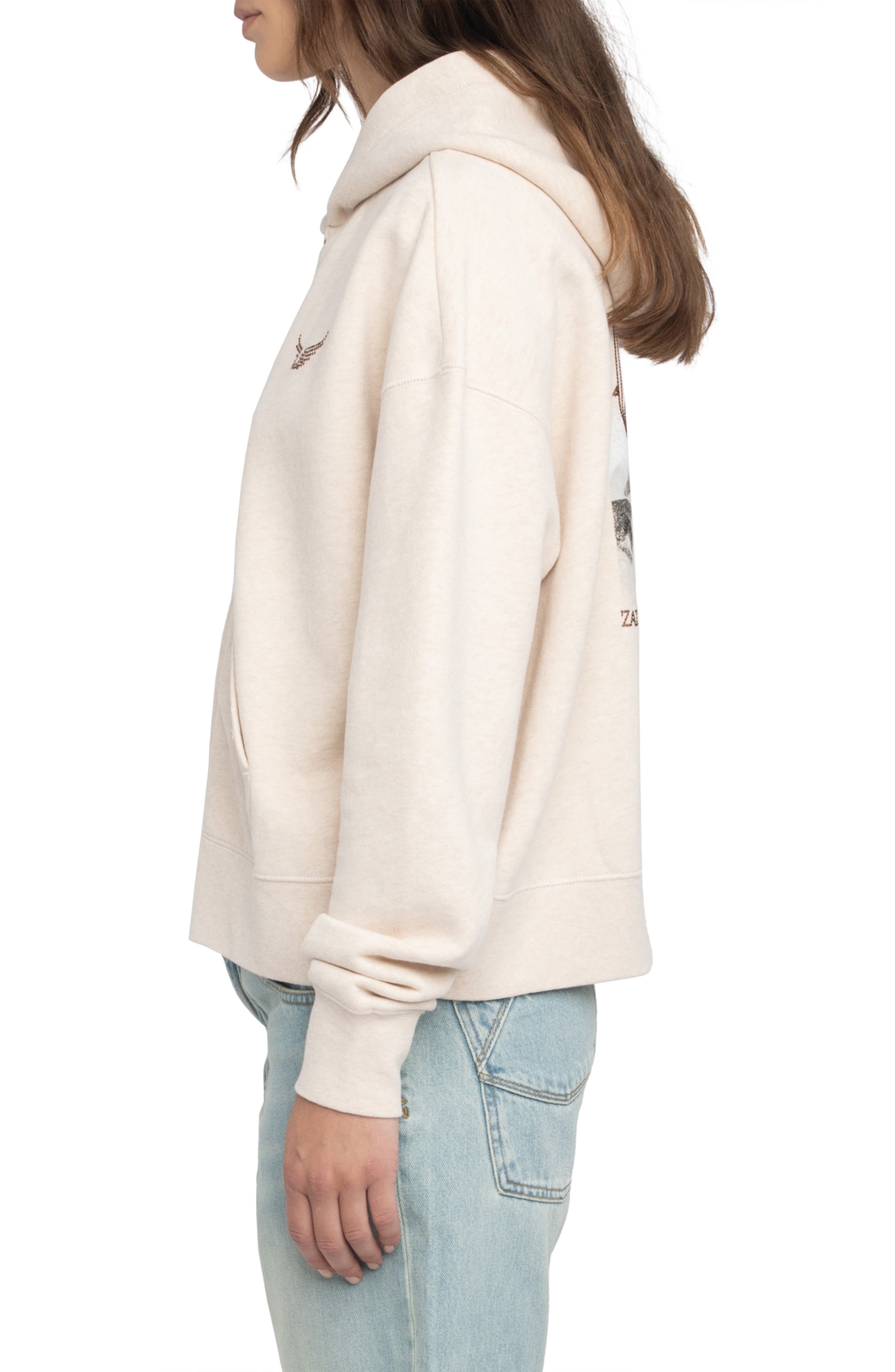 Zadig & Voltaire Mia Strass Front Zip Hoodie in Light Sugar at Nordstrom - 3