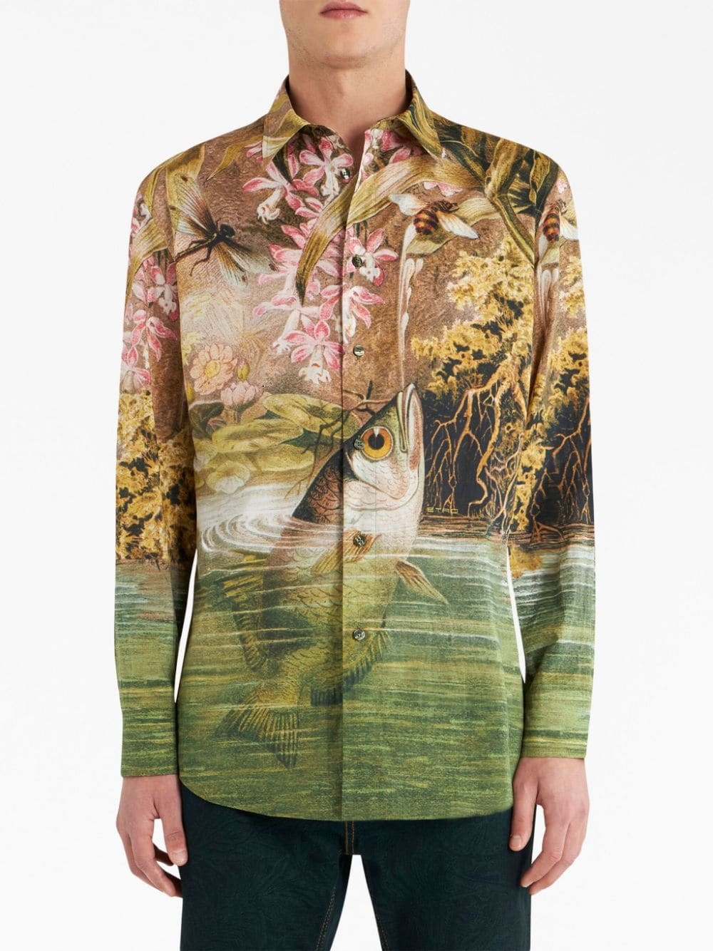 nature-print cotton shirt - 2