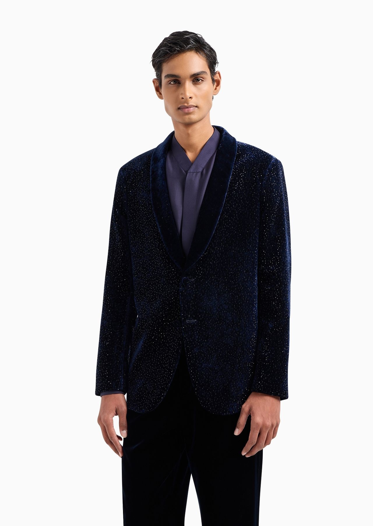 Giorgio’s velvet and crystals single-breasted tuxedo jacket - 2