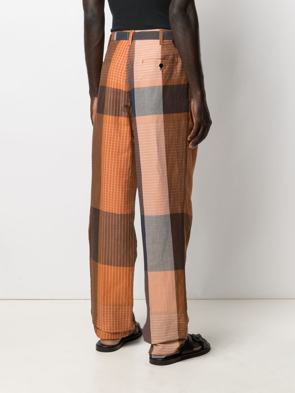 checked wide-leg trousers - 4