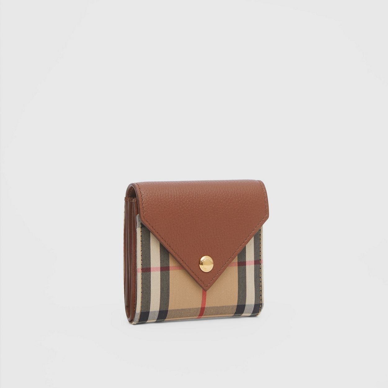 Vintage Check and Grainy Leather Folding Wallet - 4
