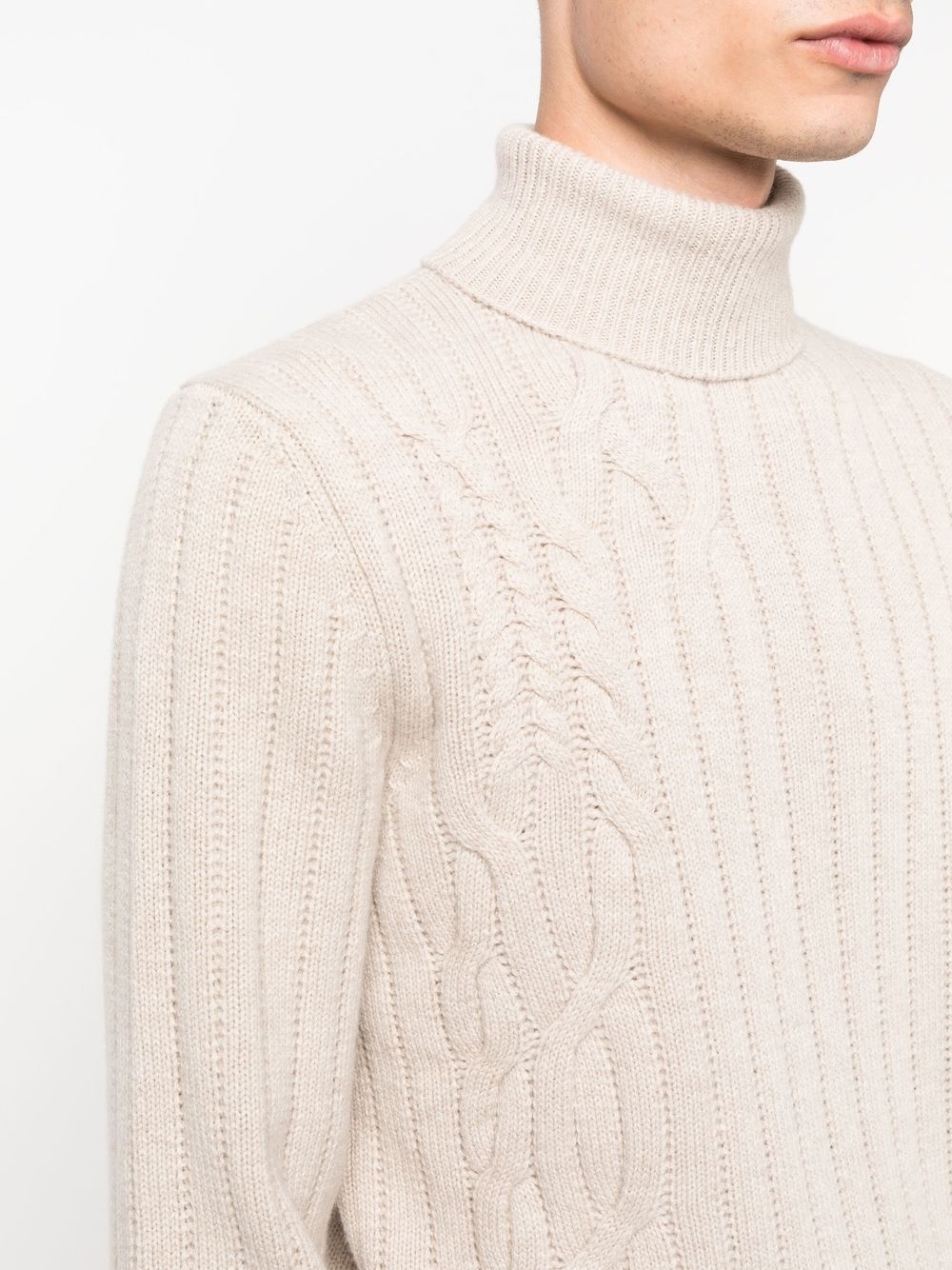 cable-knit roll-neck jumper - 5