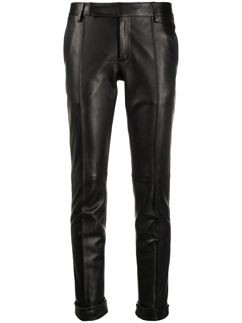 slim-fit leather trousers - 1