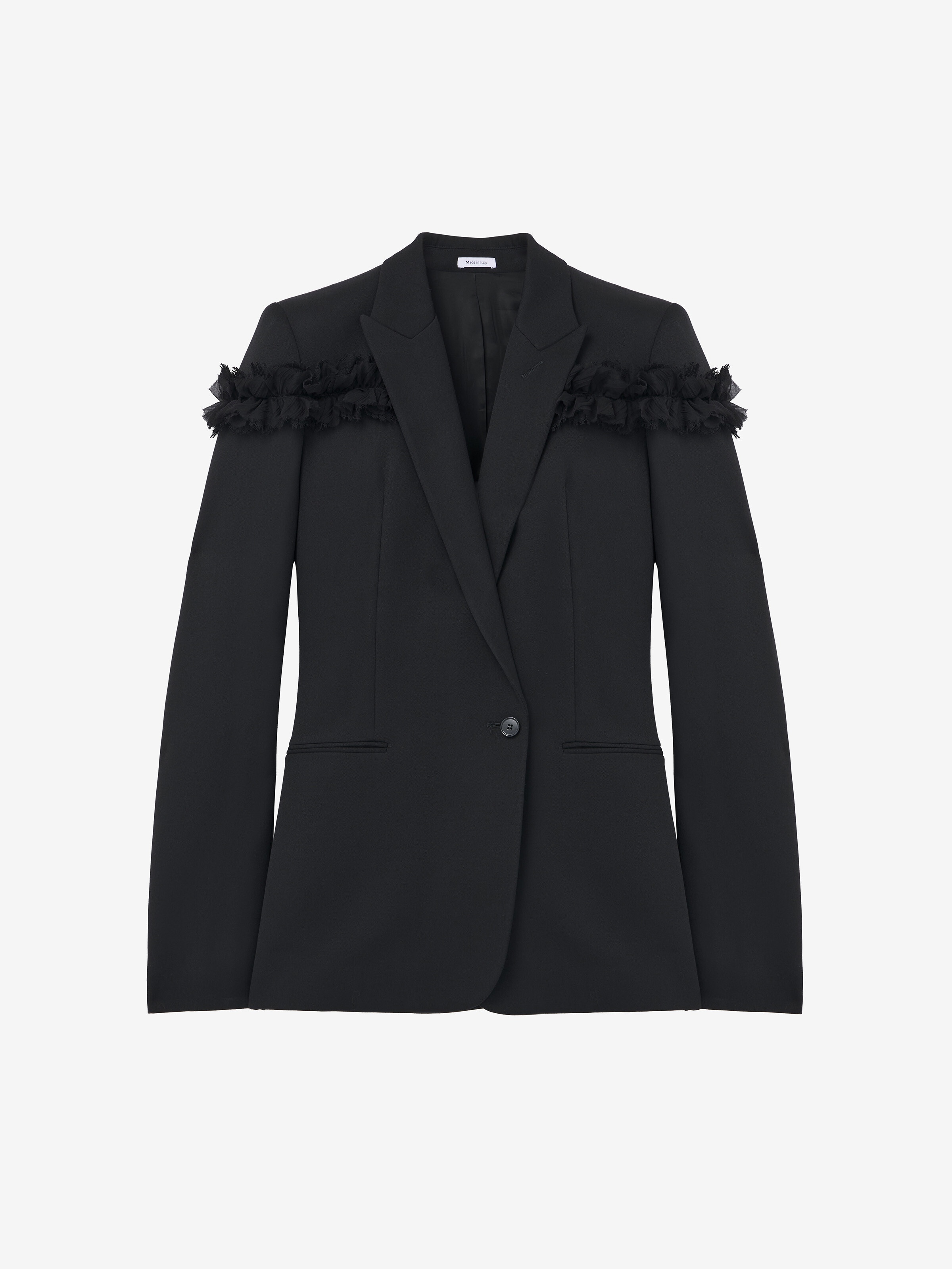 Slashed Creponne Detail Single-Breasted Jacket - 1