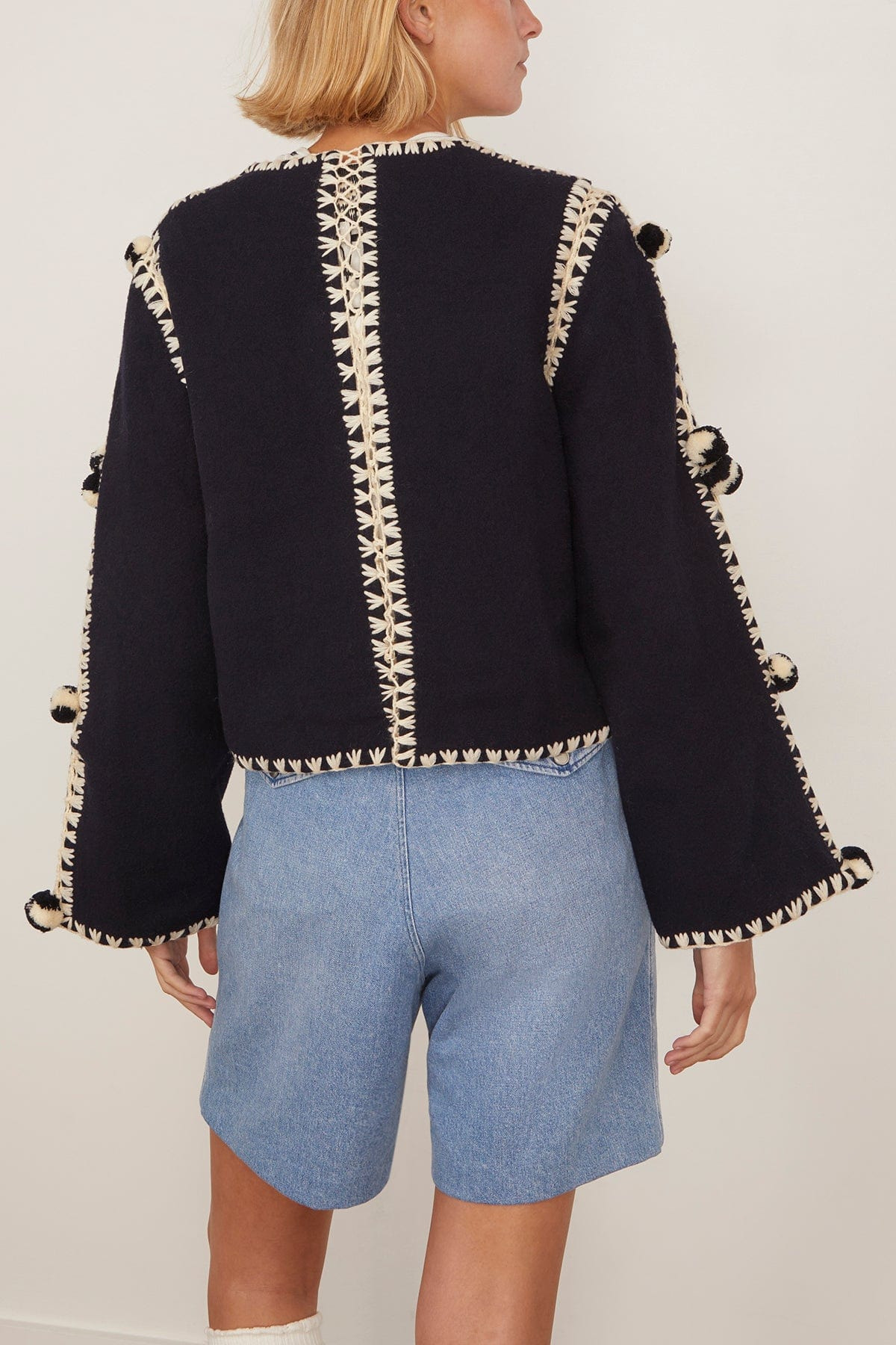 Addison Pom Pom Jacket in Navy - 4