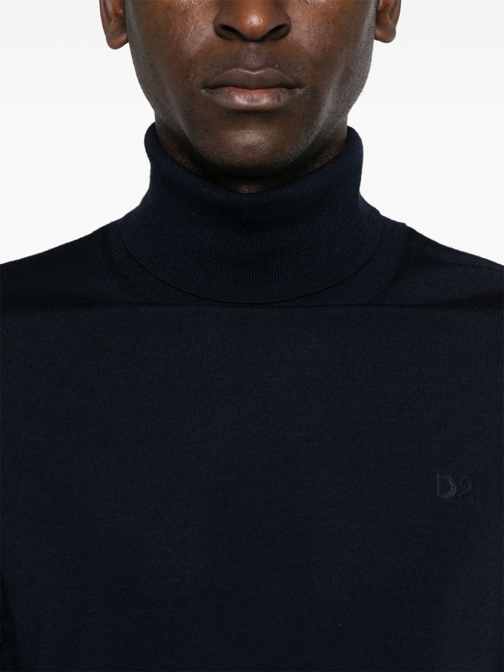 logo-embroidered roll-neck jumper - 5