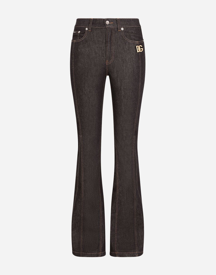 Flared stretch denim jeans with DG crystal embellishment - 3