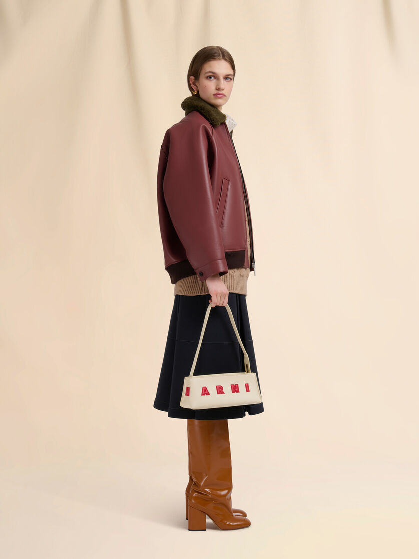 CREAM LEATHER MUSEO BAGUETTE BAG - 2